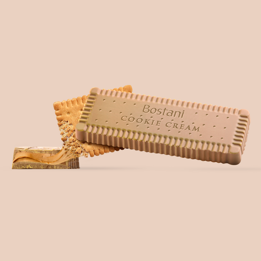 Gold chocolate Cookie Cream bar with coffee flavour on a butter biscuit