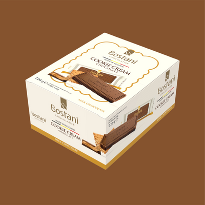 Bostani Cookie Cream milk chocolate bar box, 720 g