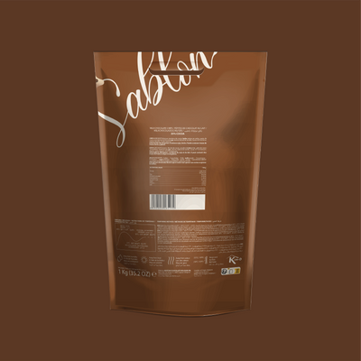 Back of the Sablon milk chocolate chips bag with ingredients