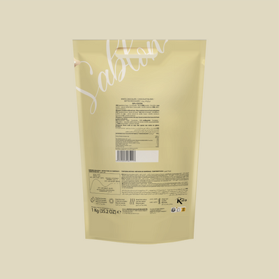 Back of the Sablon dark chocolate chips bag with ingredients