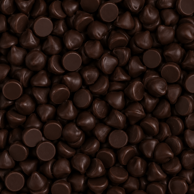 Close-up of dark Belgian chocolate chips