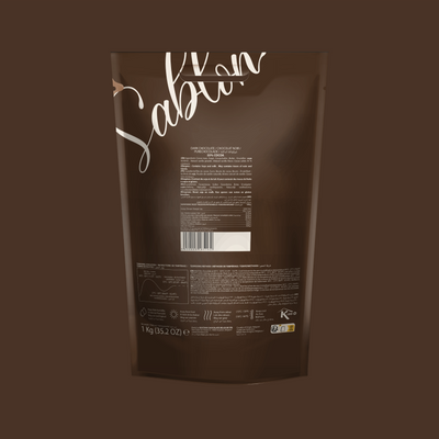 Back of the Sablon dark chocolate chips bag with ingredients