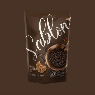 Front of the Sablon dark chocolate chips 1 kg bag